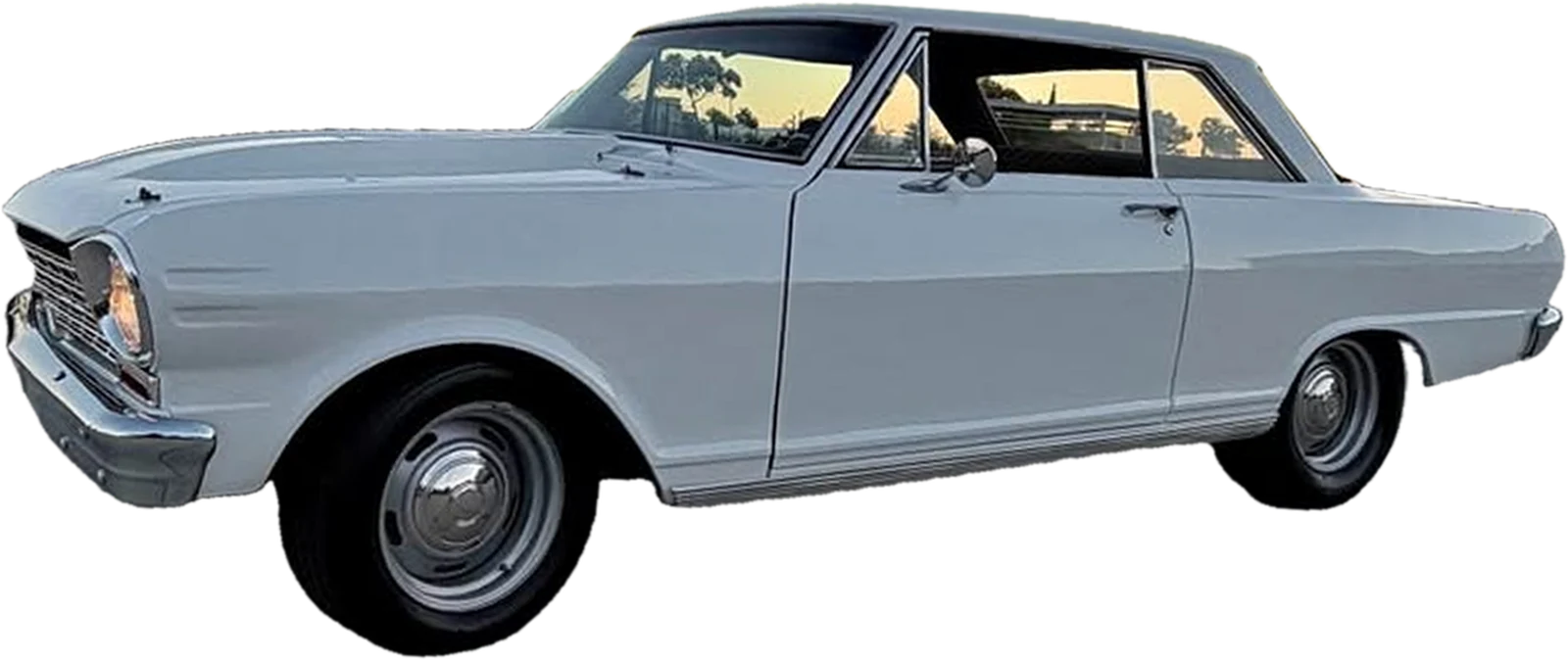 White 1964 Chevy II Nova Sport Coupe, driver-side front three-quarter view