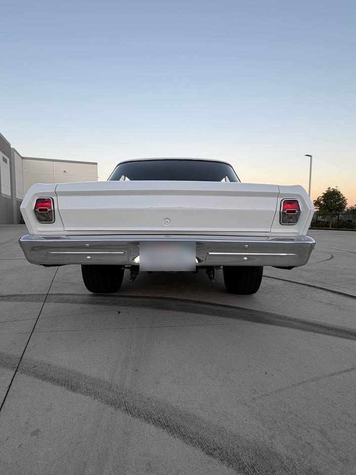 Rear of the car at dusk